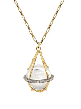 Diamond crystal ball necklace