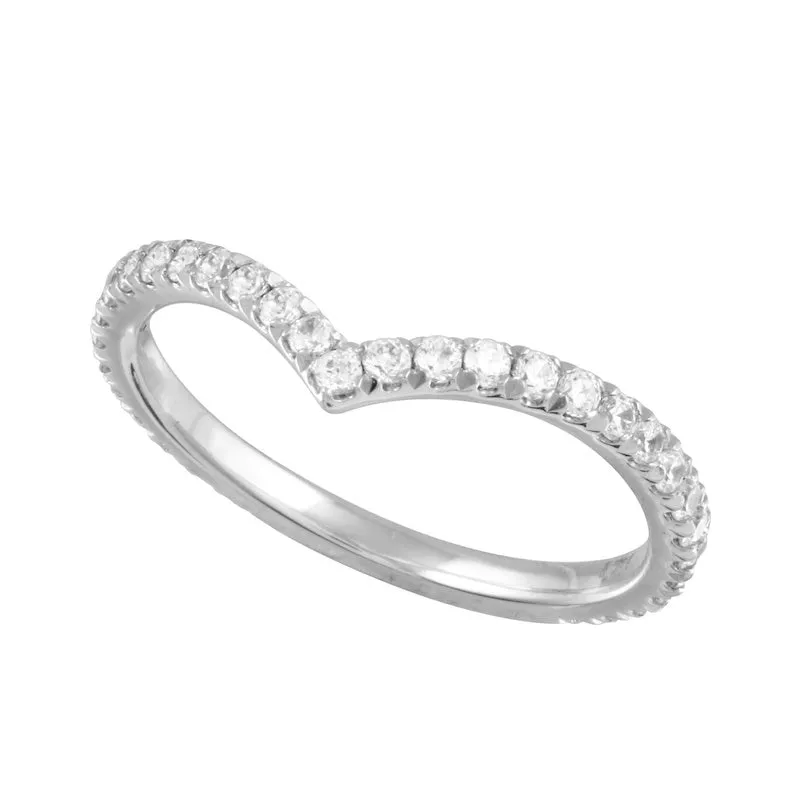 Diamond Pavé Chevron Contour Tracer Wedding Band