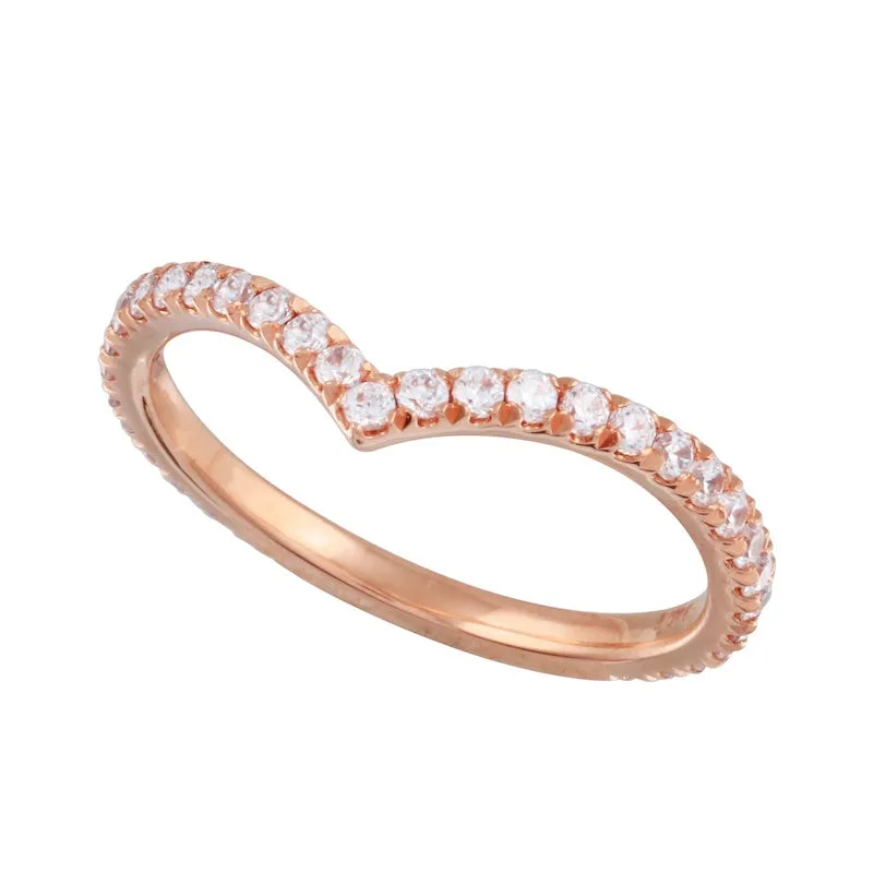 Diamond Pavé Chevron Contour Tracer Wedding Band