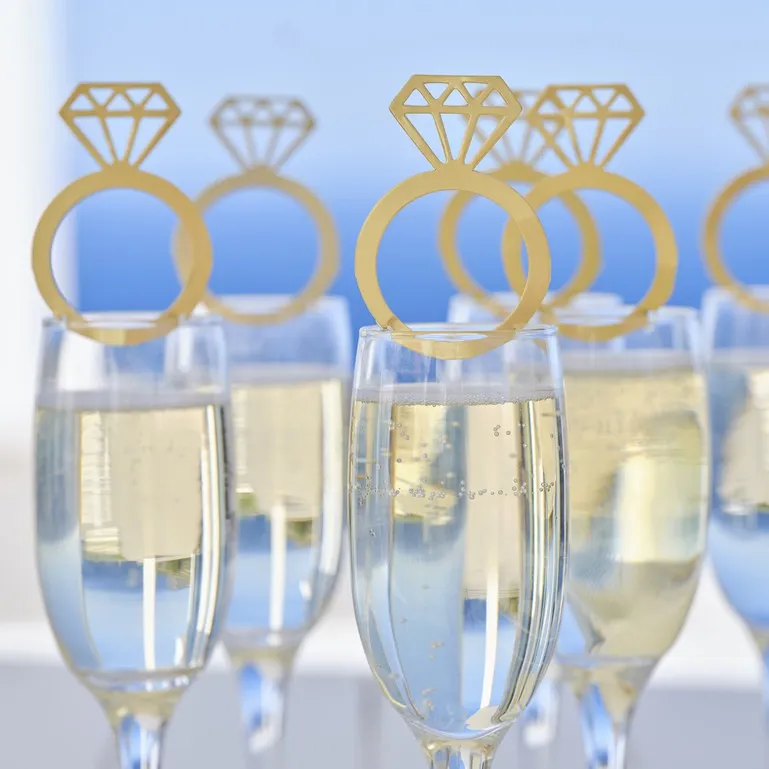 Diamond Ring Drink Topper Decorations - Pack of 6