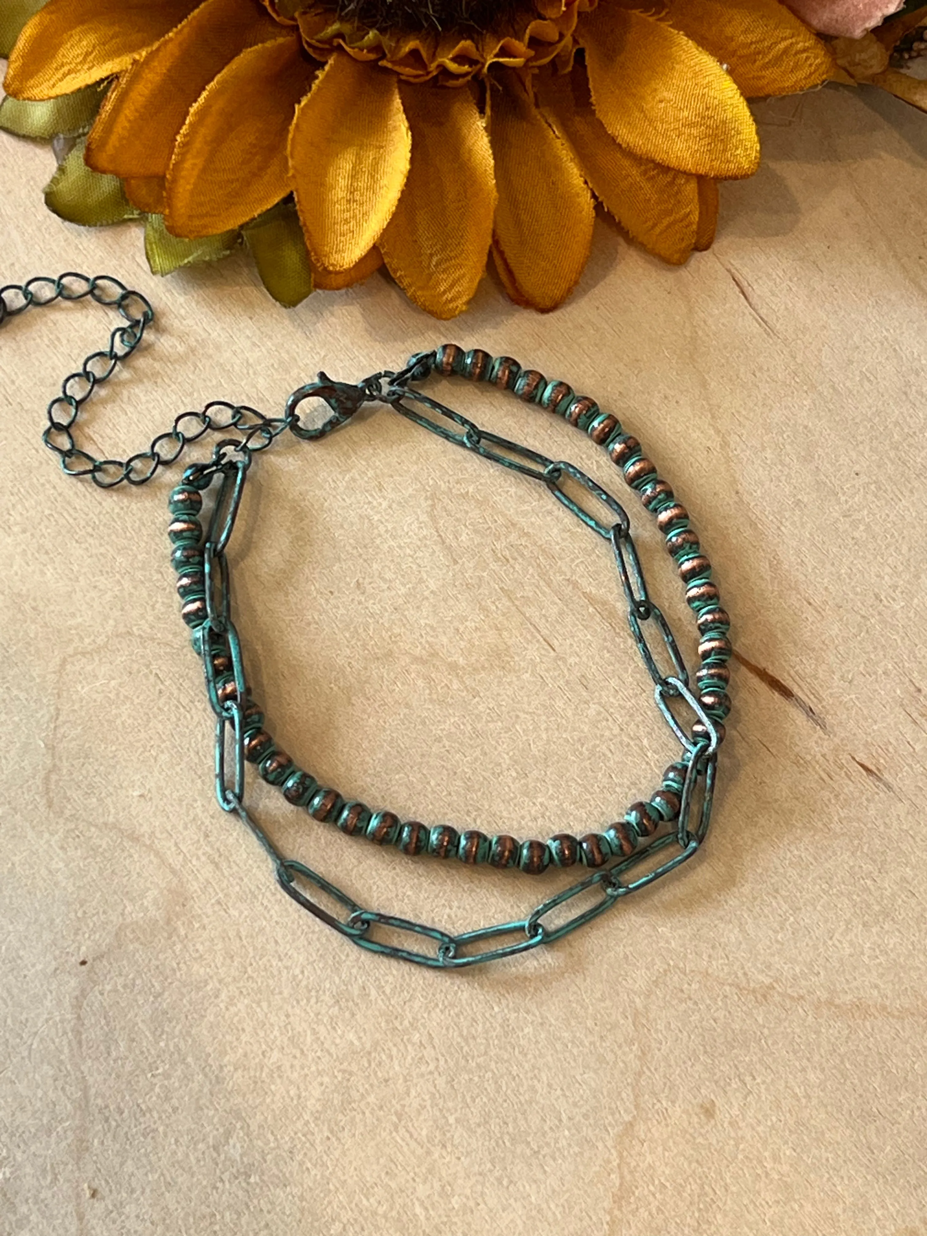 Double Chain Patina Bracelet