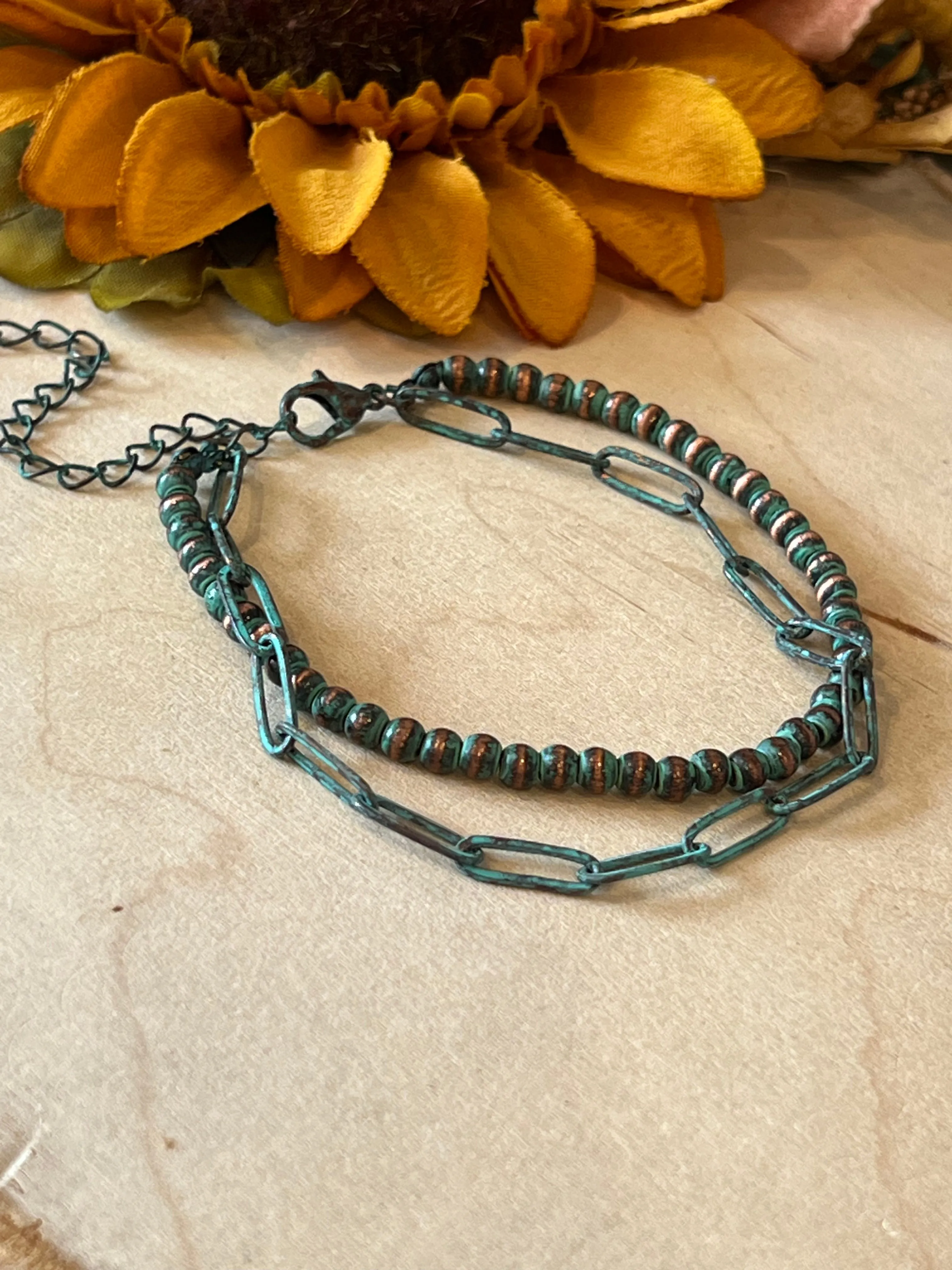 Double Chain Patina Bracelet