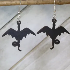 Dragon Silhouette Wooden Dangle Earrings by Cate's Concepts, LLC