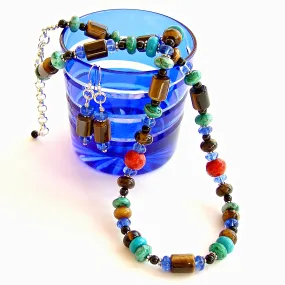 Drew: Mixed Stone Necklace with Primary Colors