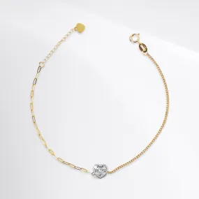 Duo Heart Emerald Bezel Solitaire Diamond Bracelet 18kt