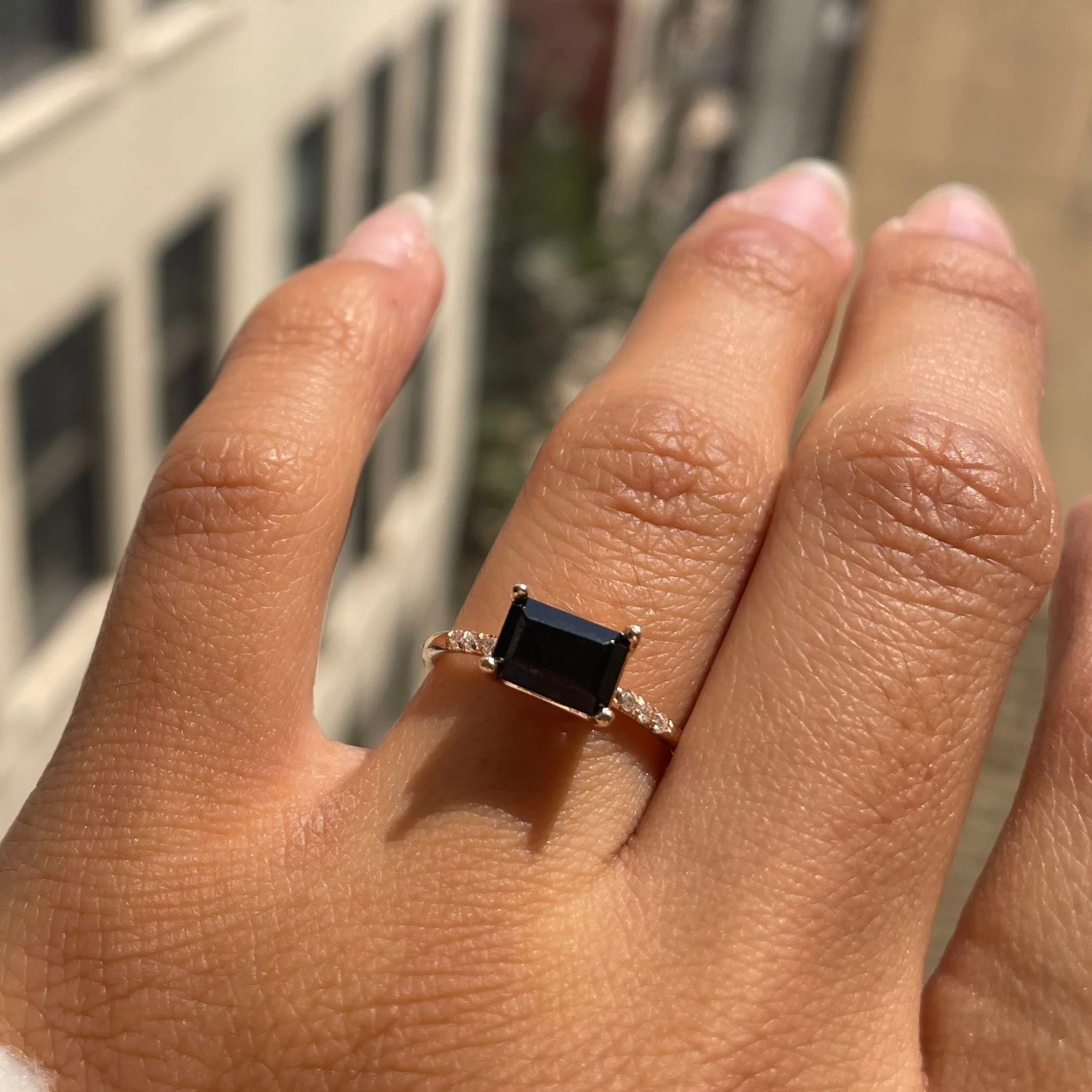 East West Onyx Equilibrium Ring
