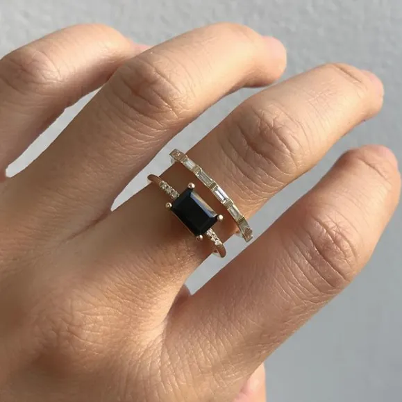 East West Onyx Equilibrium Ring