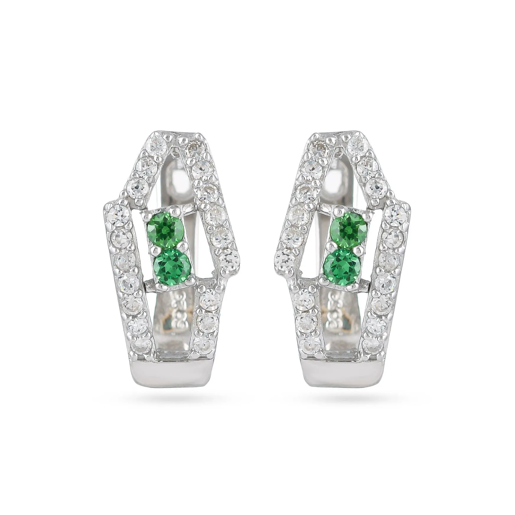 Elegant Green Cz Silver Earrings - From Purl