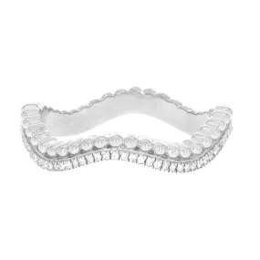 Ella Stein Silver Diamond Beaded Wave Ring (SI3456)