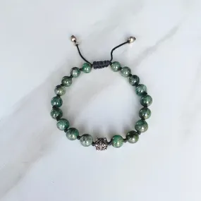 Emerald and Silver Adjustable Bracelet