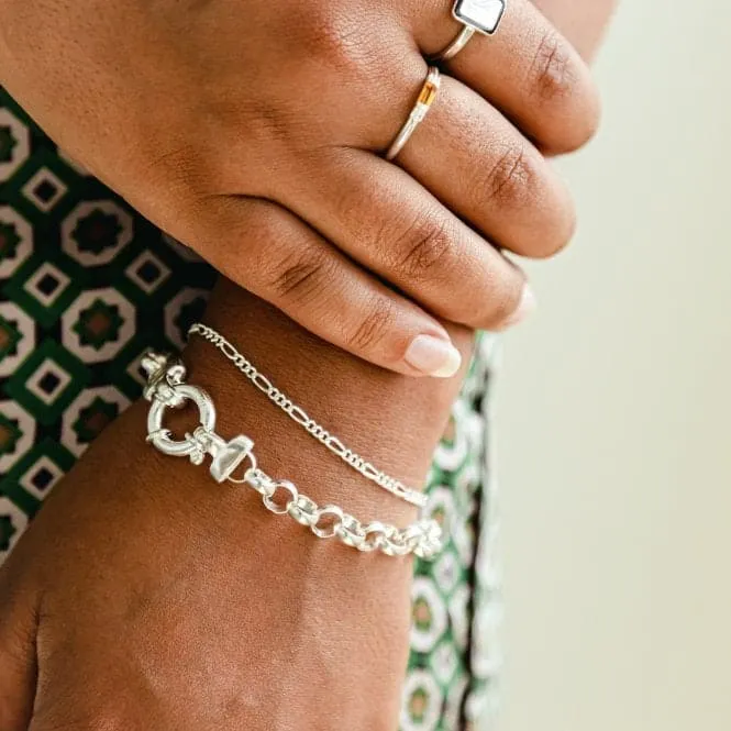 Essentials Fine Figaro Chain Chain Recycled Sterling Silver Bracelet BRFIG_SLV