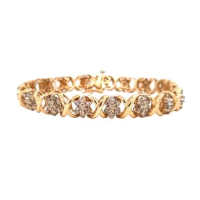 Estate 4.00CTW Diamond X-O Bracelet in 14K Yellow Gold