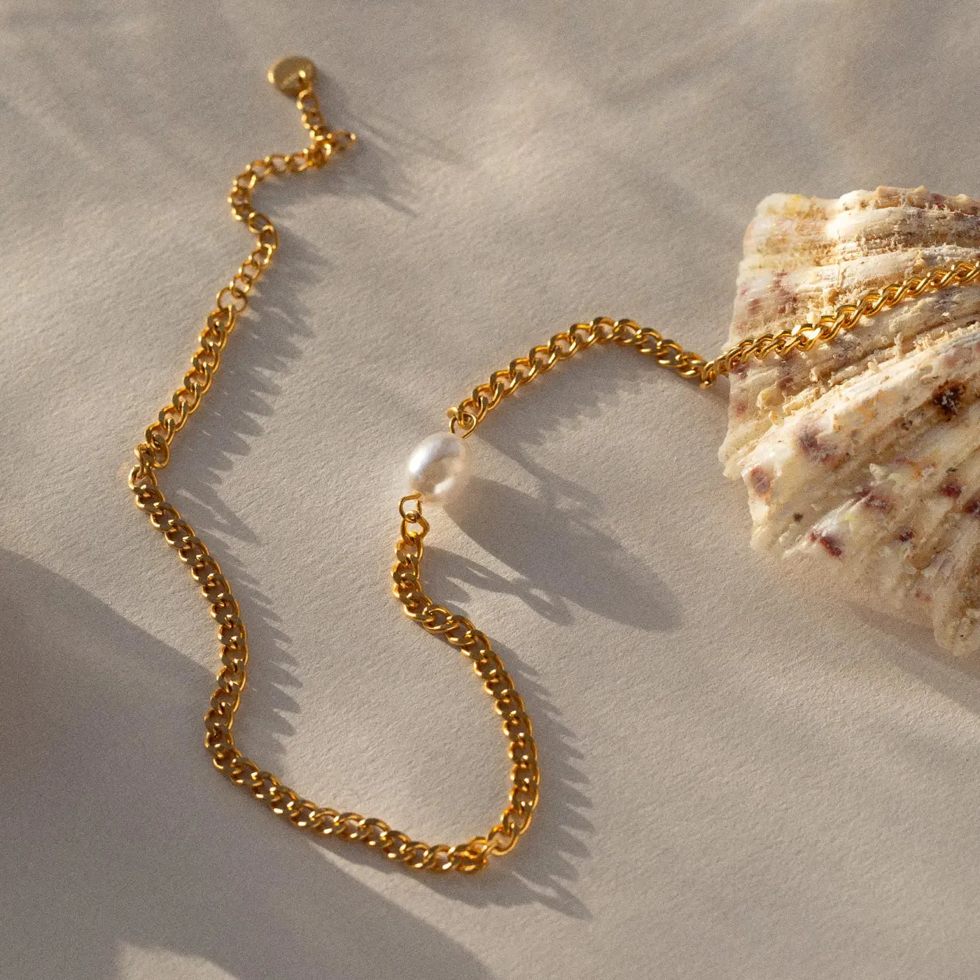 Estelle - Pearl Chain Necklace Stainless Steel