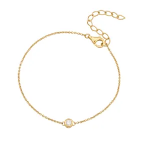 Extra Savings: 0.03 CT Diamond Bracelet, 6" 1" Long - 18K Gold Vermeil