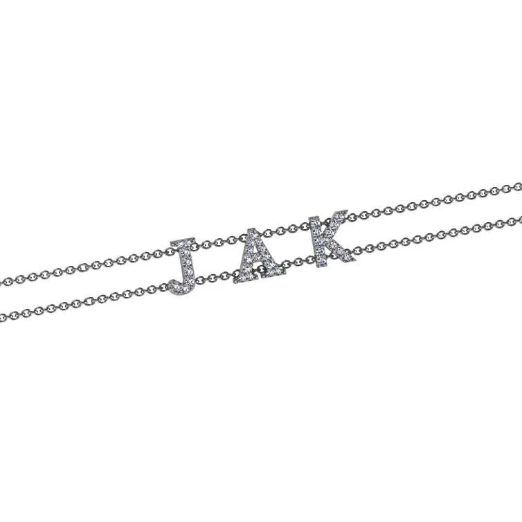 Family Initial Bracelet White Gold with Diamonds