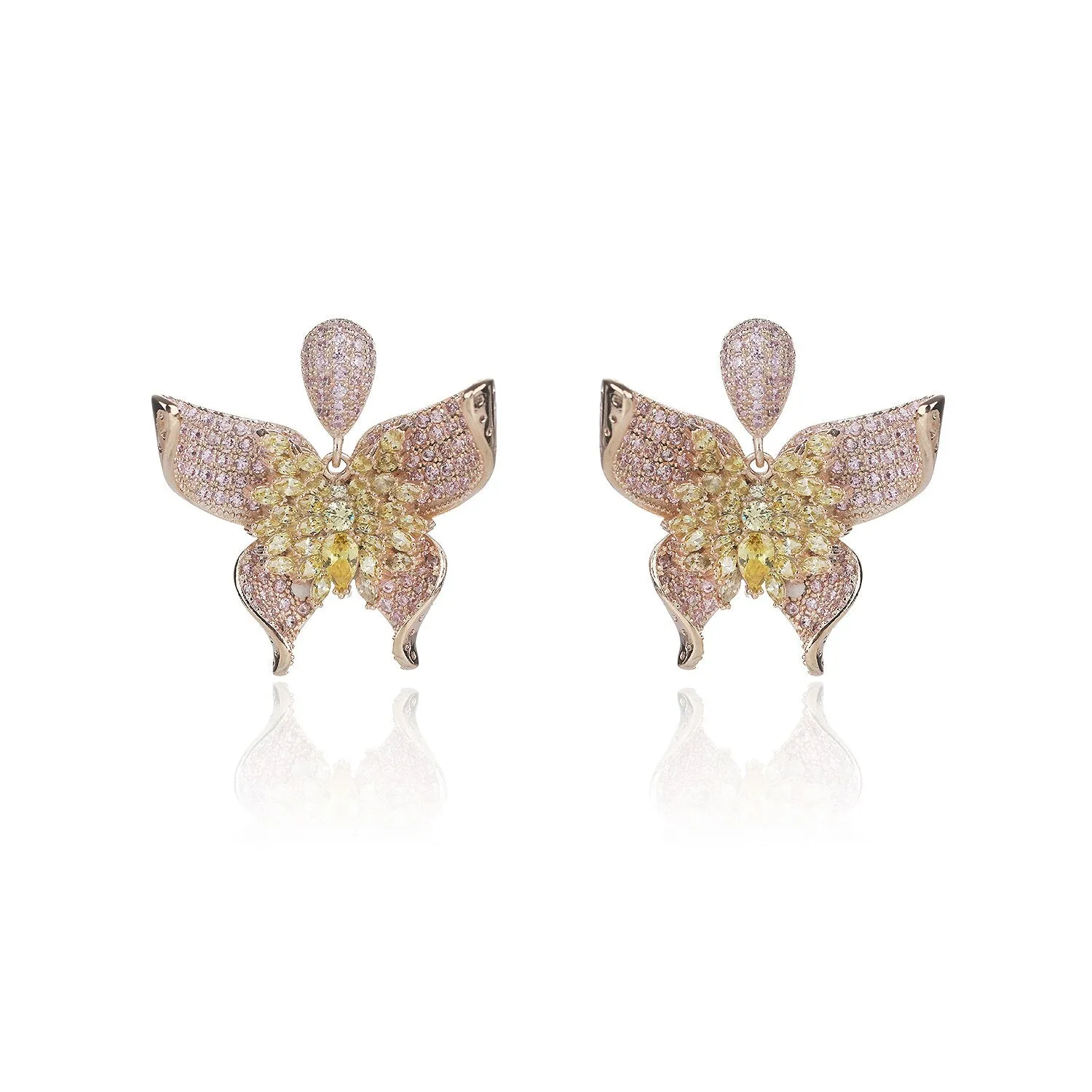 Fashion Cubic Zircon CZ Crystals Butterfly Earrings Birthday Party Wedding Gift Fine New Jewelry CE11519