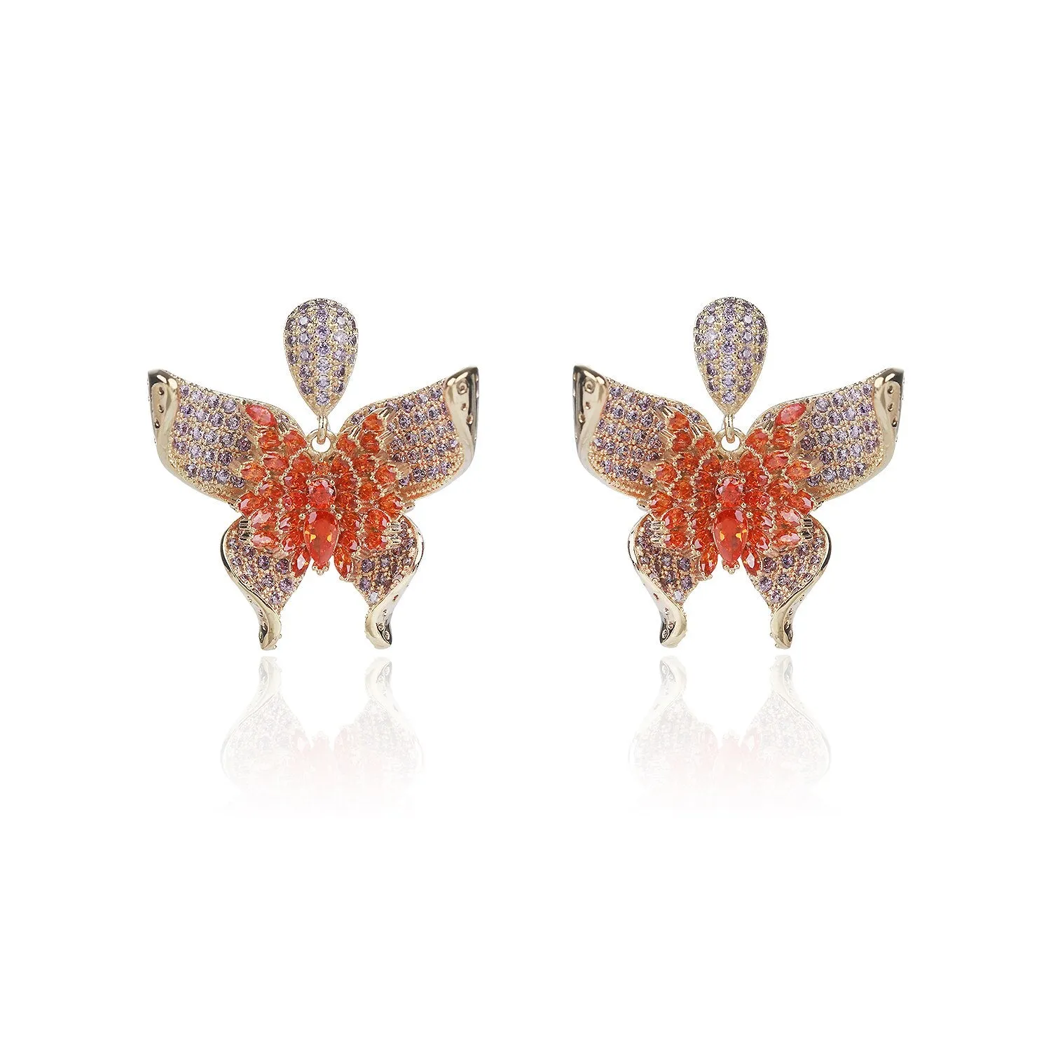 Fashion Cubic Zircon CZ Crystals Butterfly Earrings Birthday Party Wedding Gift Fine New Jewelry CE11519