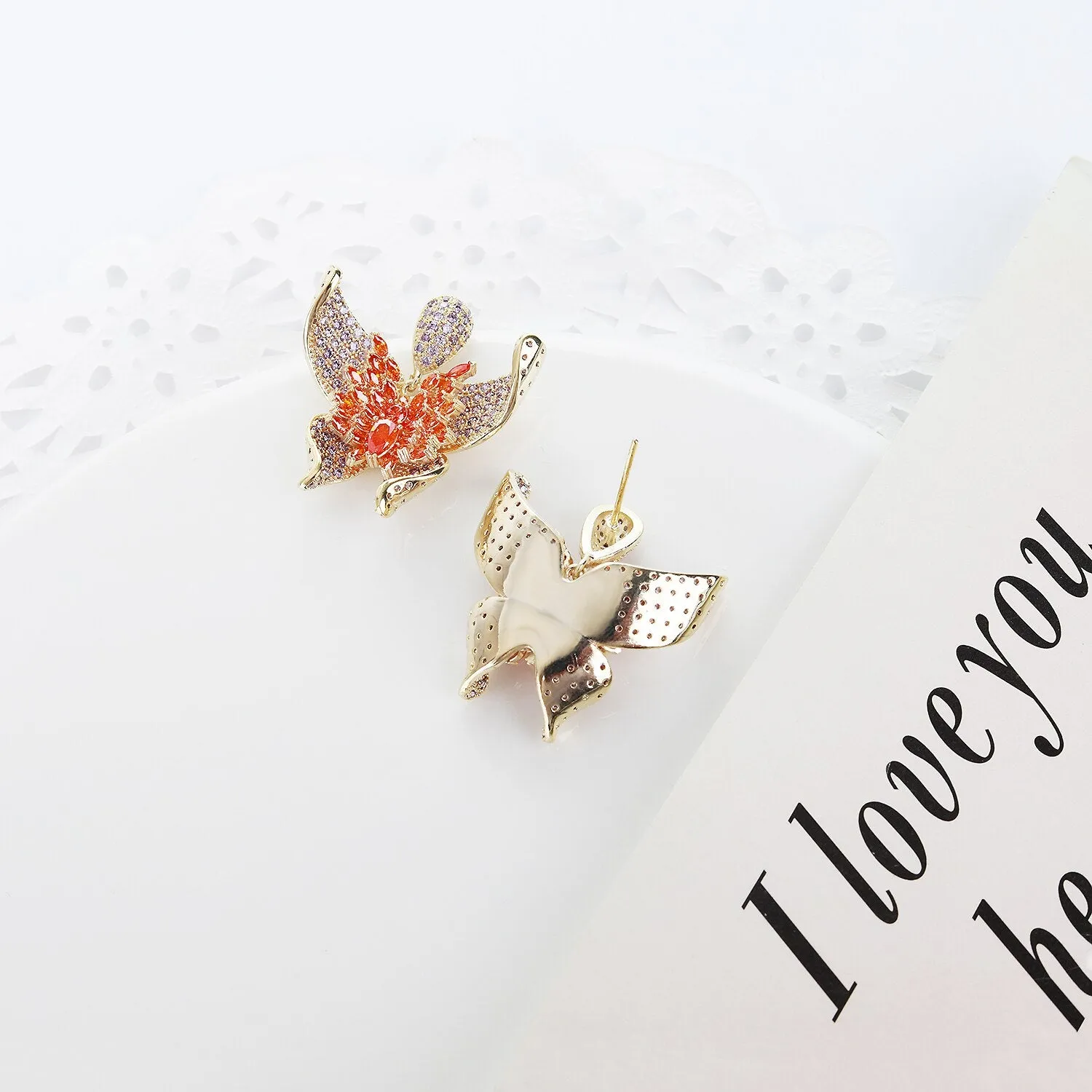 Fashion Cubic Zircon CZ Crystals Butterfly Earrings Birthday Party Wedding Gift Fine New Jewelry CE11519