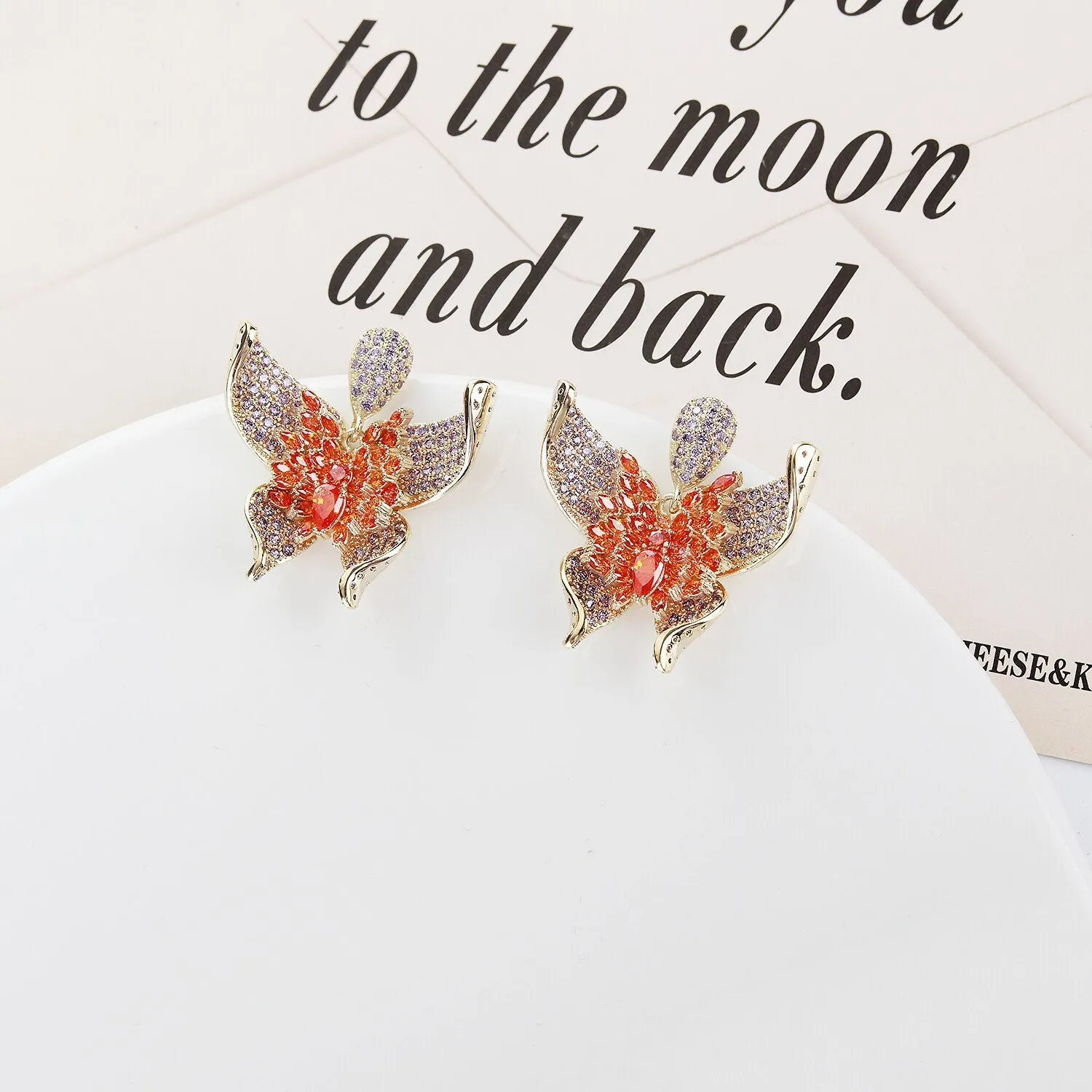 Fashion Cubic Zircon CZ Crystals Butterfly Earrings Birthday Party Wedding Gift Fine New Jewelry CE11519