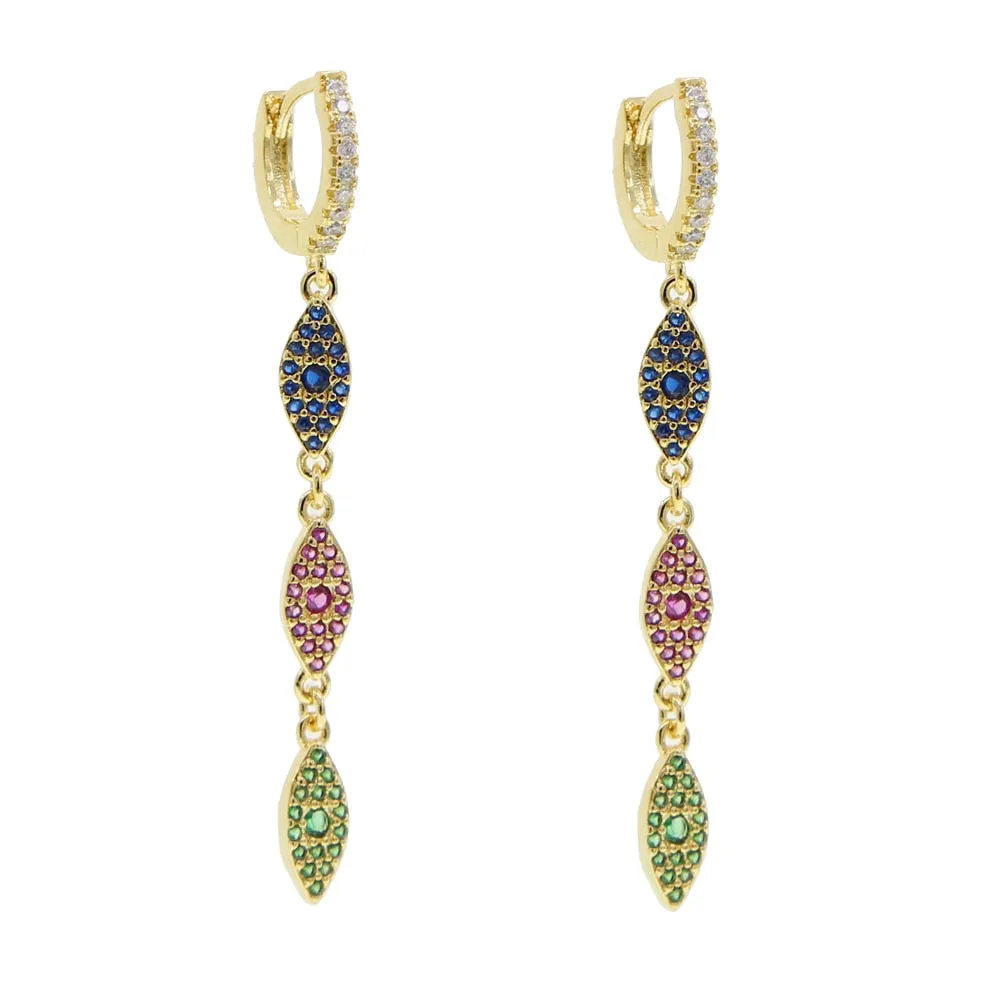 Fashion Female jewelry colorful evil eye charm long dangle drop earring