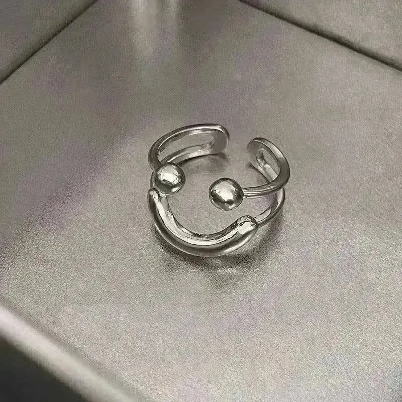 Fashionable Jewelry Adjustable Opening Ring Smiley Cute Happy Face Ring