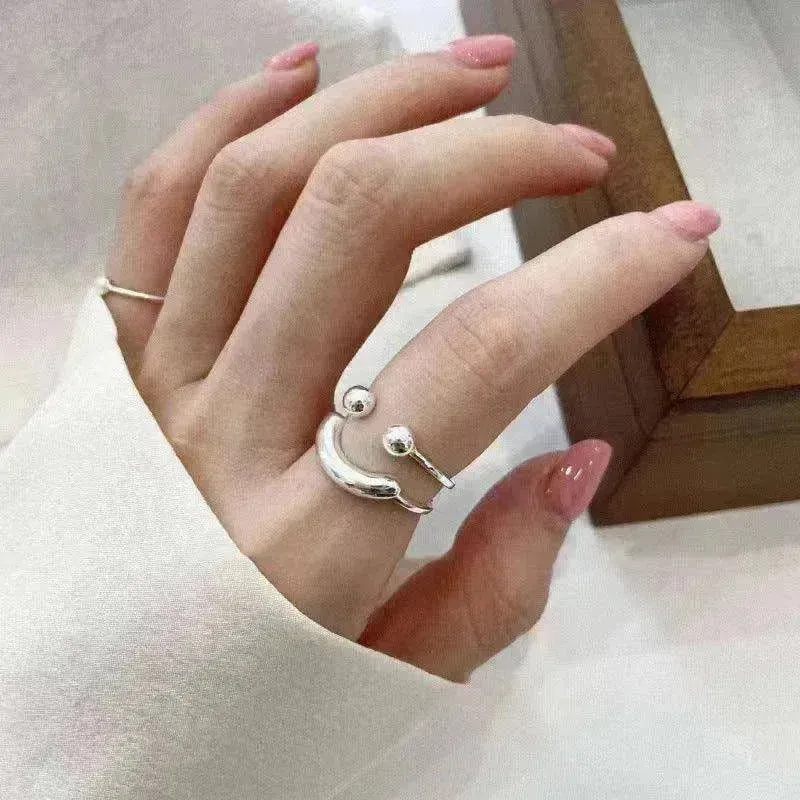 Fashionable Jewelry Adjustable Opening Ring Smiley Cute Happy Face Ring