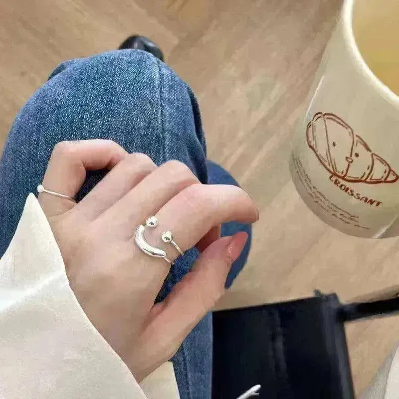 Fashionable Jewelry Adjustable Opening Ring Smiley Cute Happy Face Ring