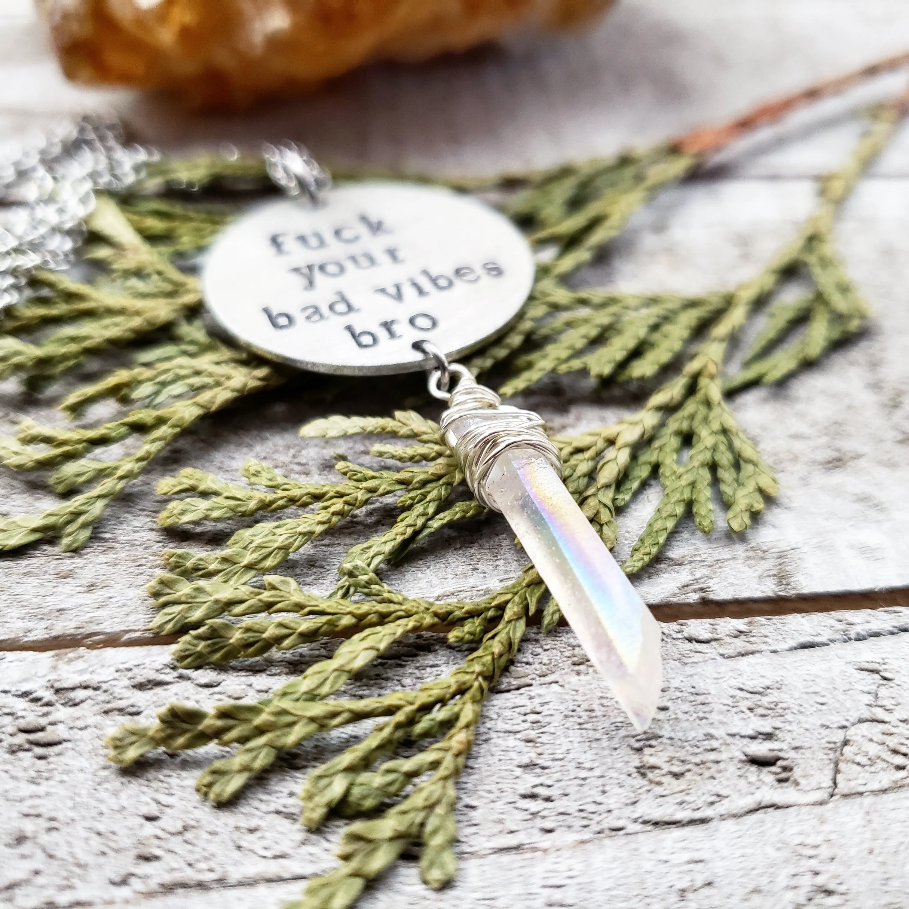 F*ck your bad vibes bro necklace
