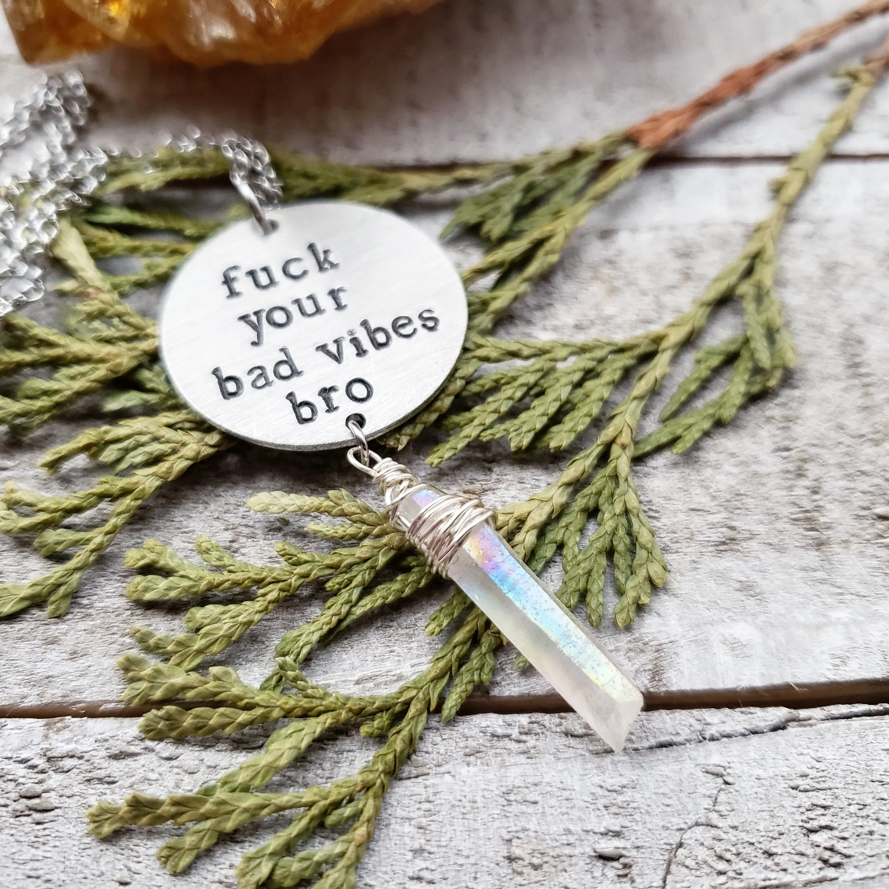 F*ck your bad vibes bro necklace