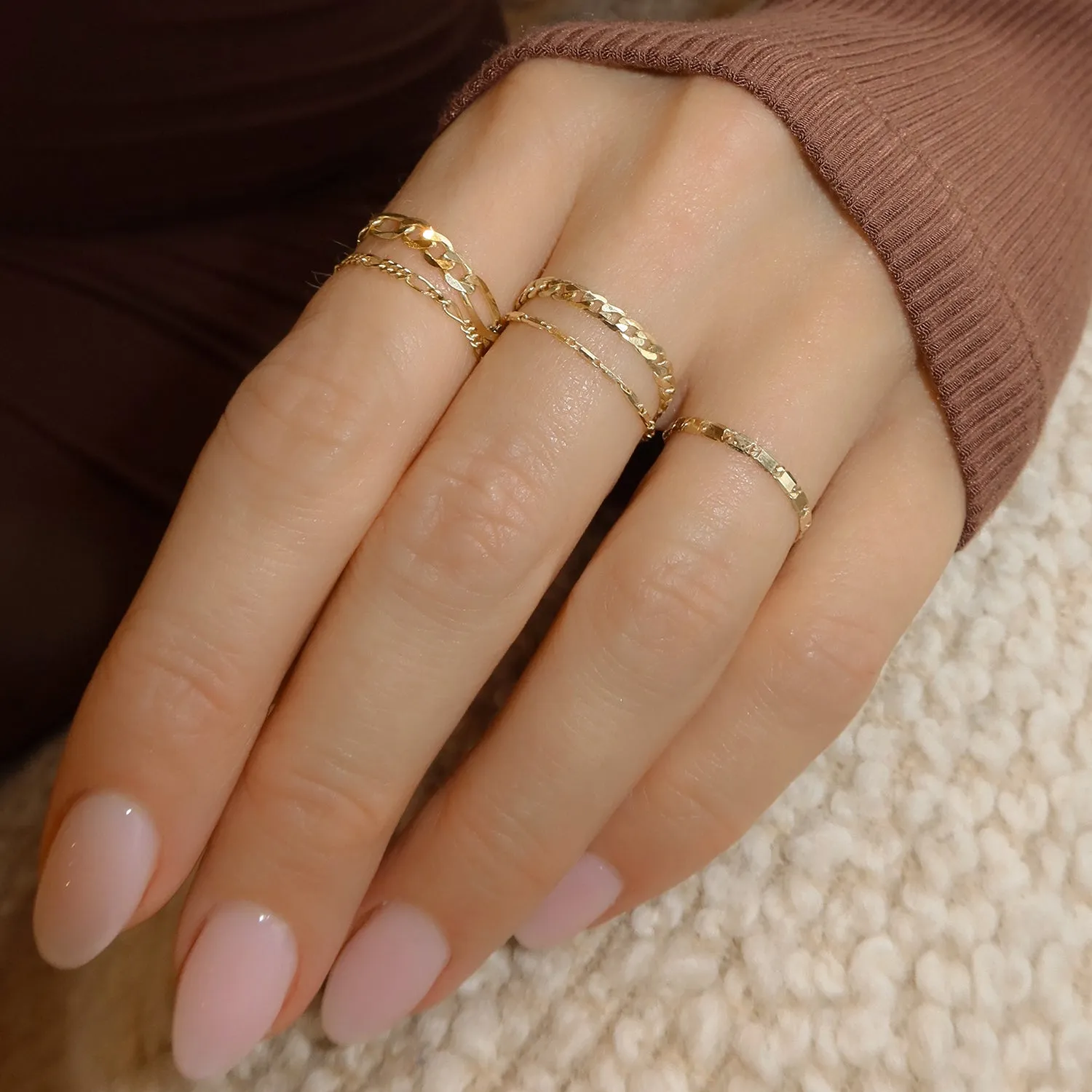 Figaro Bold Chain Ring | Solid 10k Gold