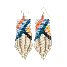Fiona Angles Beaded Fringe Earrings Cream