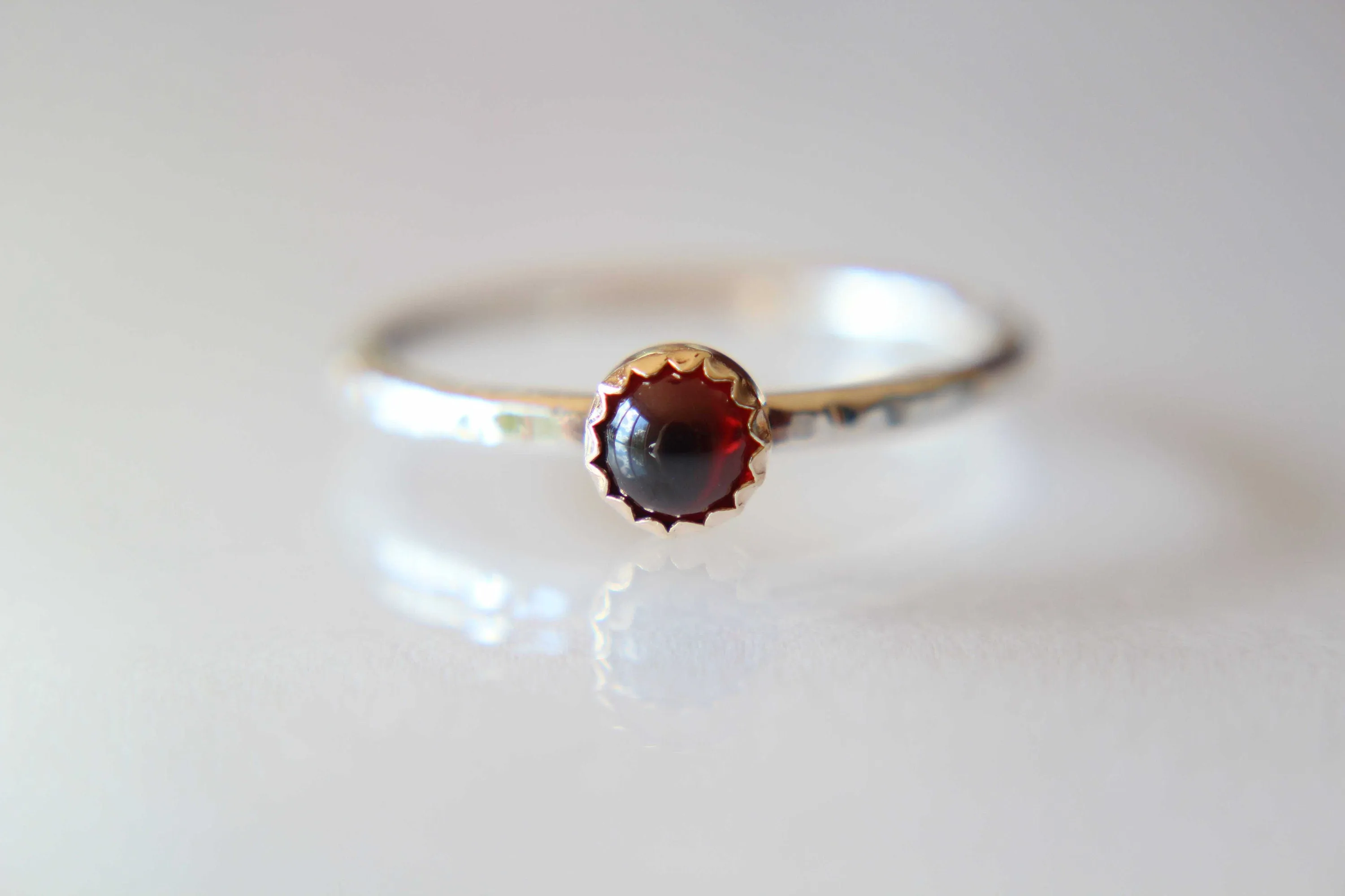 Garnet Ring, Natural Red Garnet Ring, Textured Garnet Ring, Handmade Ring, Thick Ring, Silver and Gold Ring, Gemstone Ring, January, Gift