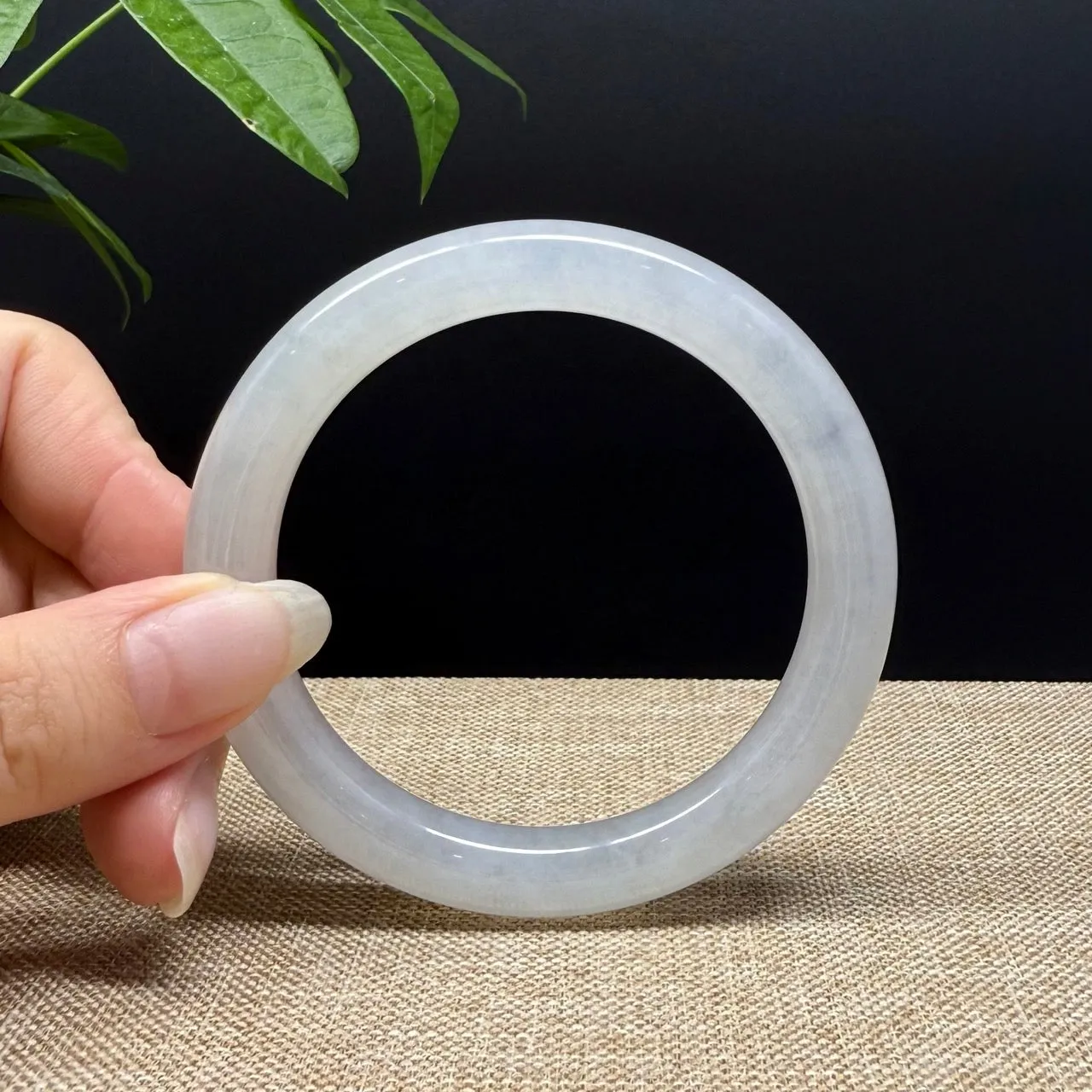 Genuine Burmese Icy Lavender Green Jade Jadeite Bangle Bracelet ( 57mm )