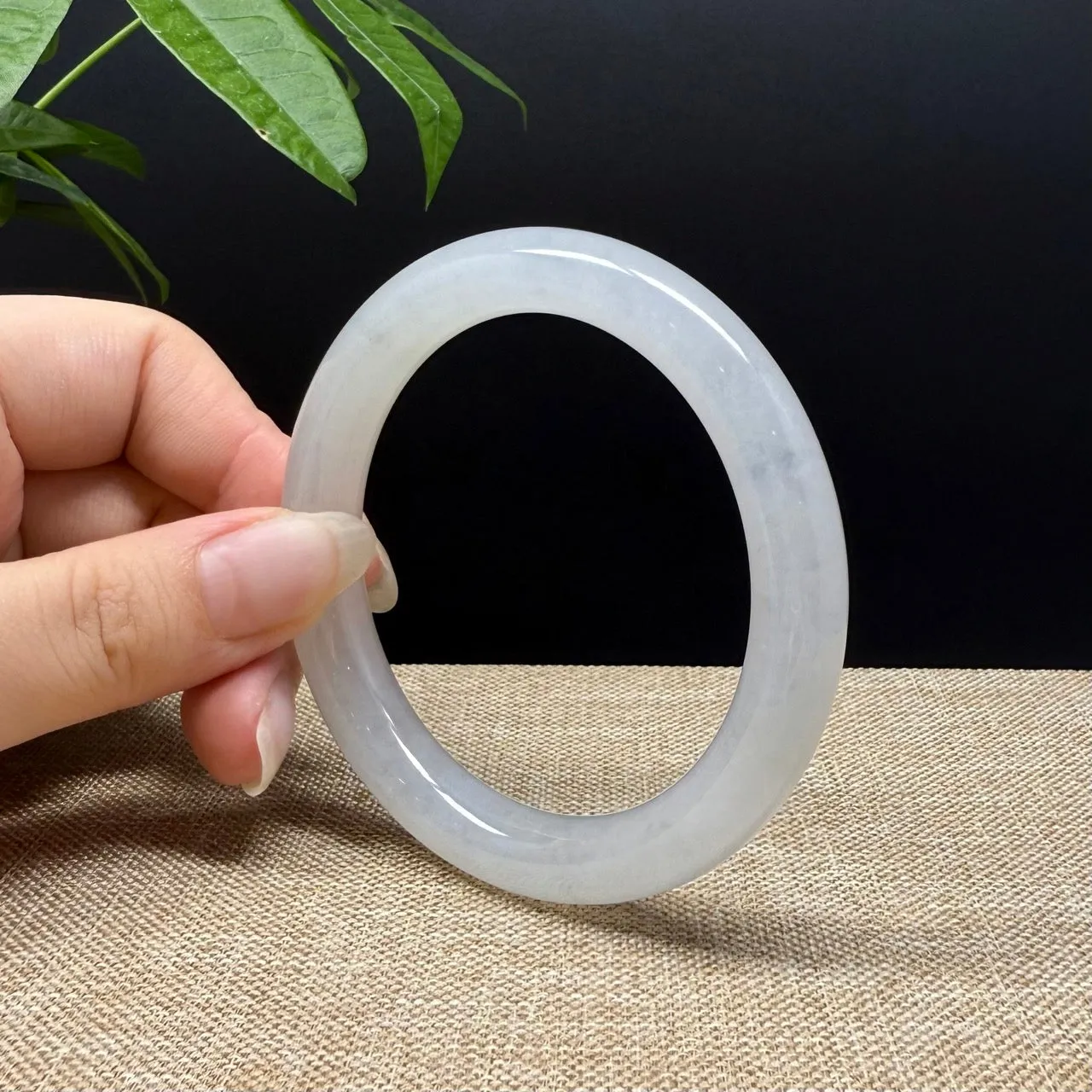 Genuine Burmese Icy Lavender Green Jade Jadeite Bangle Bracelet ( 57mm )