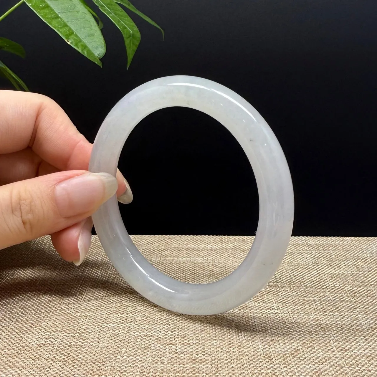 Genuine Burmese Icy Lavender Green Jade Jadeite Bangle Bracelet ( 57mm )