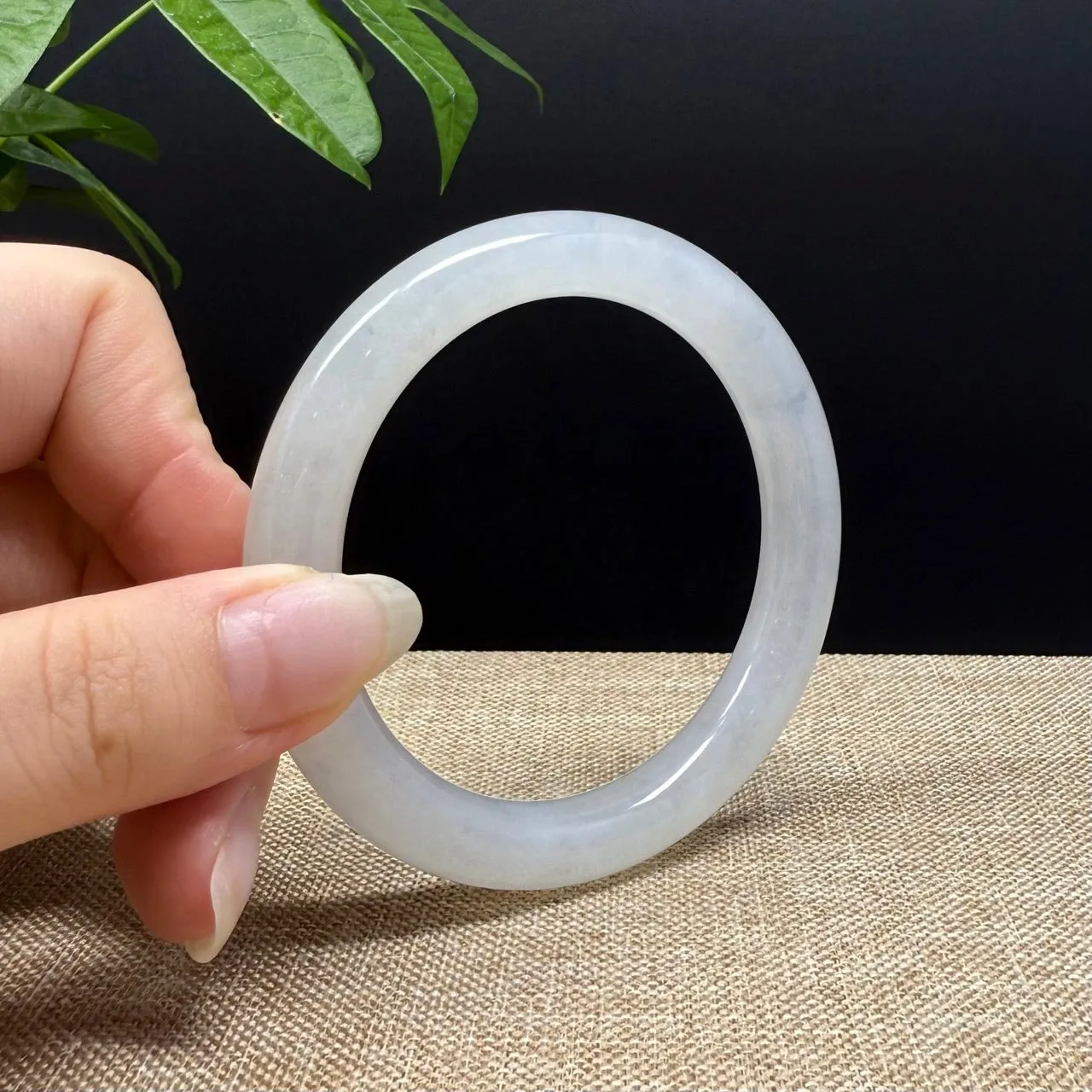 Genuine Burmese Icy Lavender Green Jade Jadeite Bangle Bracelet ( 57mm )
