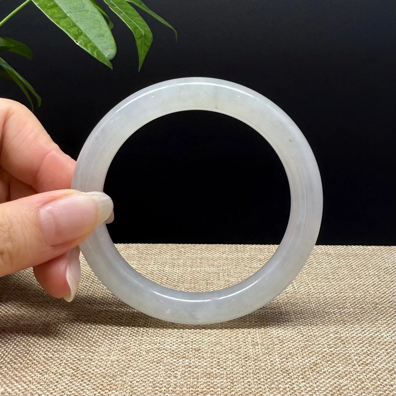 Genuine Burmese Icy Lavender Green Jade Jadeite Bangle Bracelet ( 57mm )