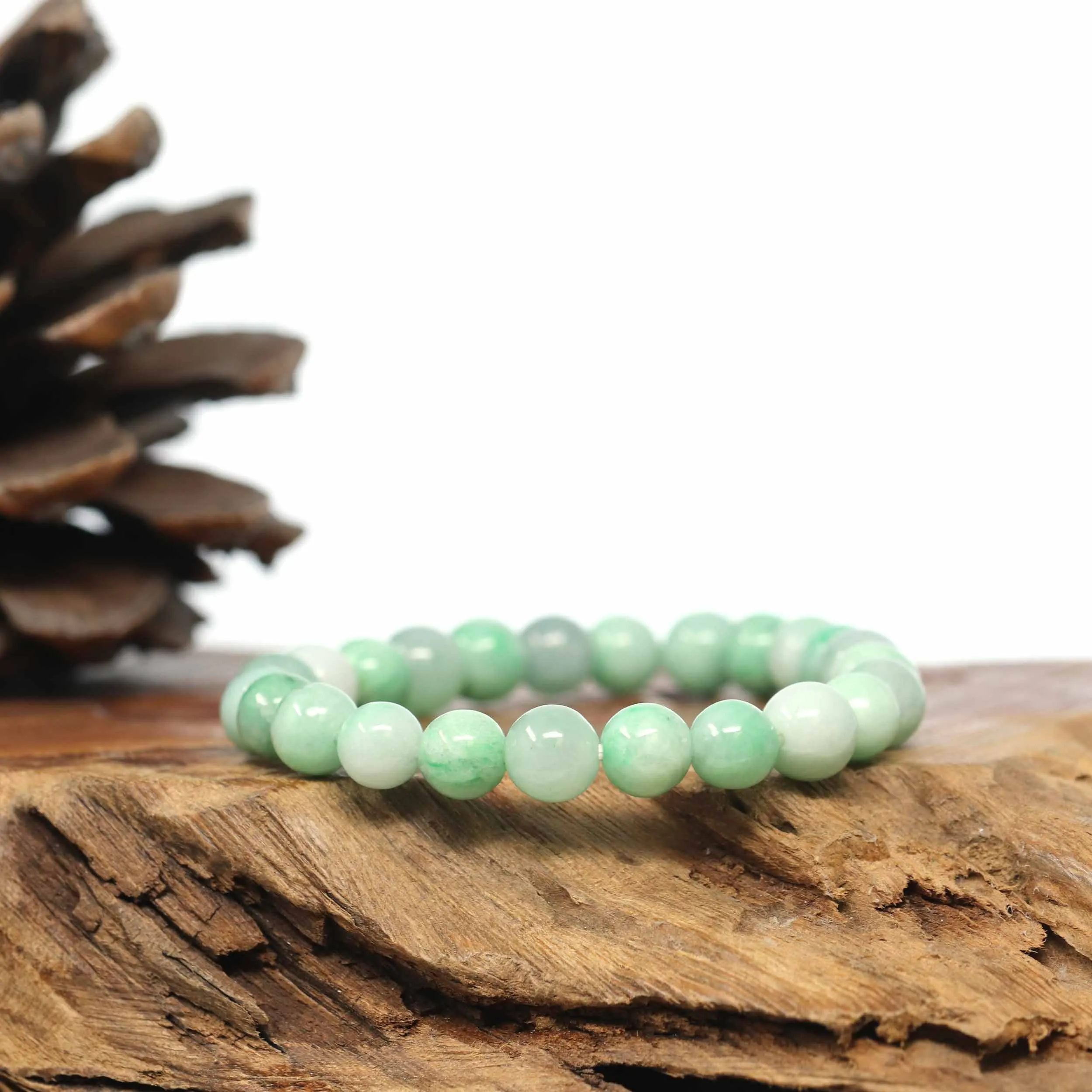 Genuine Jadeite Jade Round Green Beads Bracelet (7.5mm)