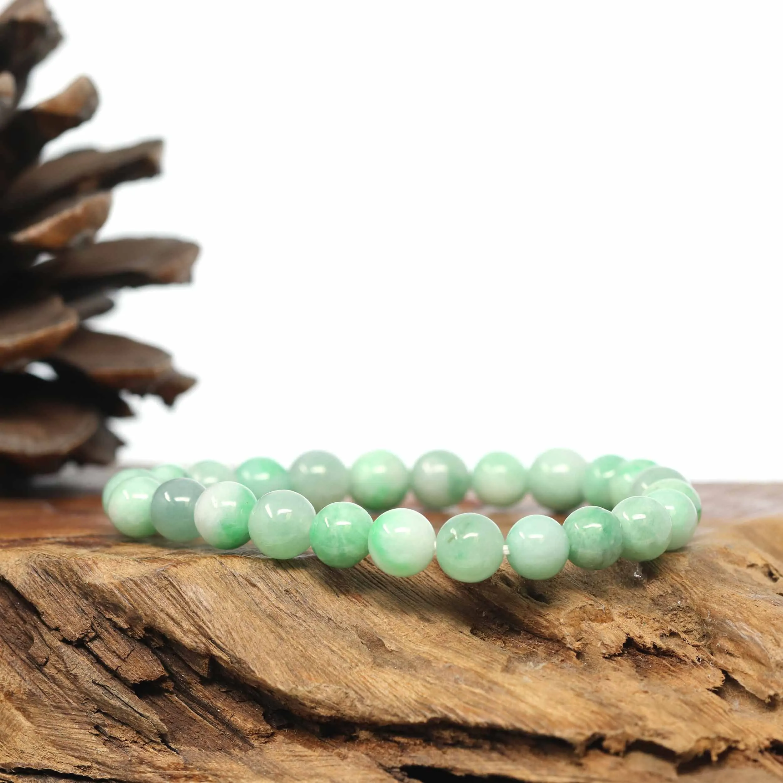 Genuine Jadeite Jade Round Green Beads Bracelet (7.5mm)