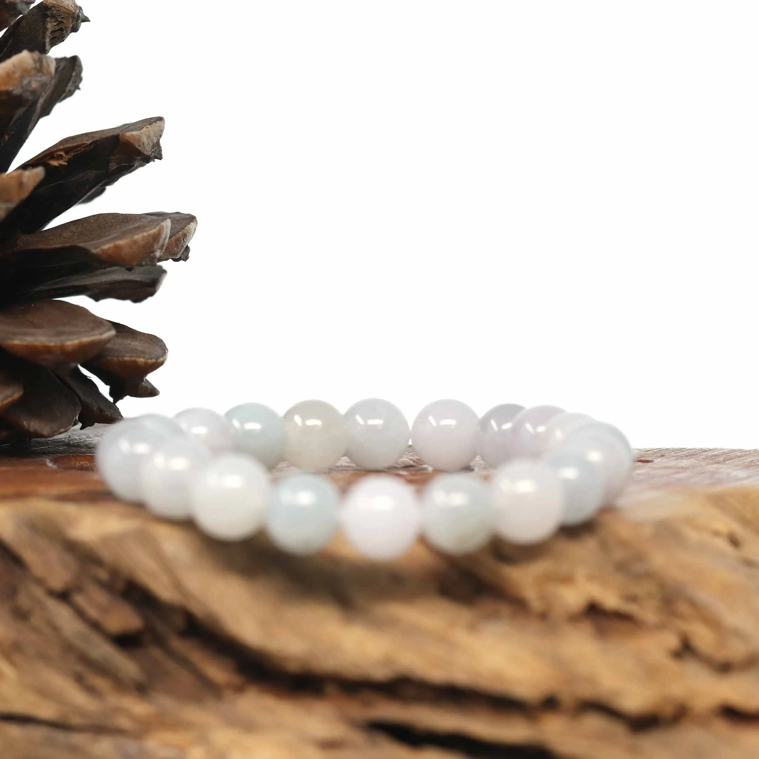 Genuine Jadeite Jade Round Light Lavender Beads Bracelet (9.5mm)