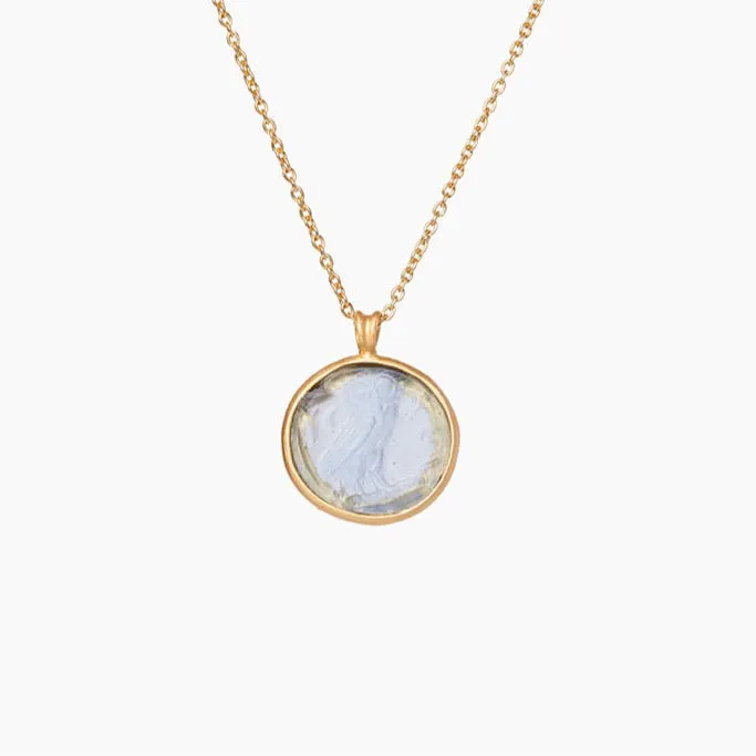 Glass Coin of Athens Motif Pendant Necklace