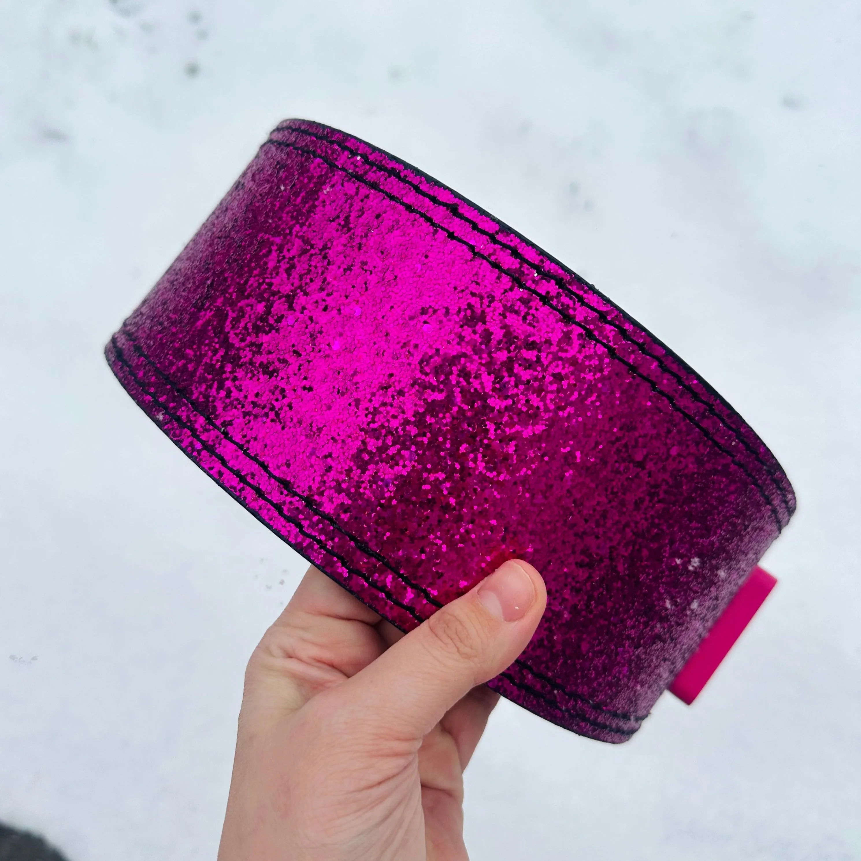 GLITTER LEVER WEIGHT LIFTING BELT- HOT PINK