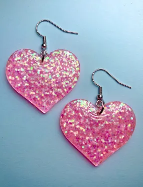 GLITTERING LOVE HEART EARRINGS
