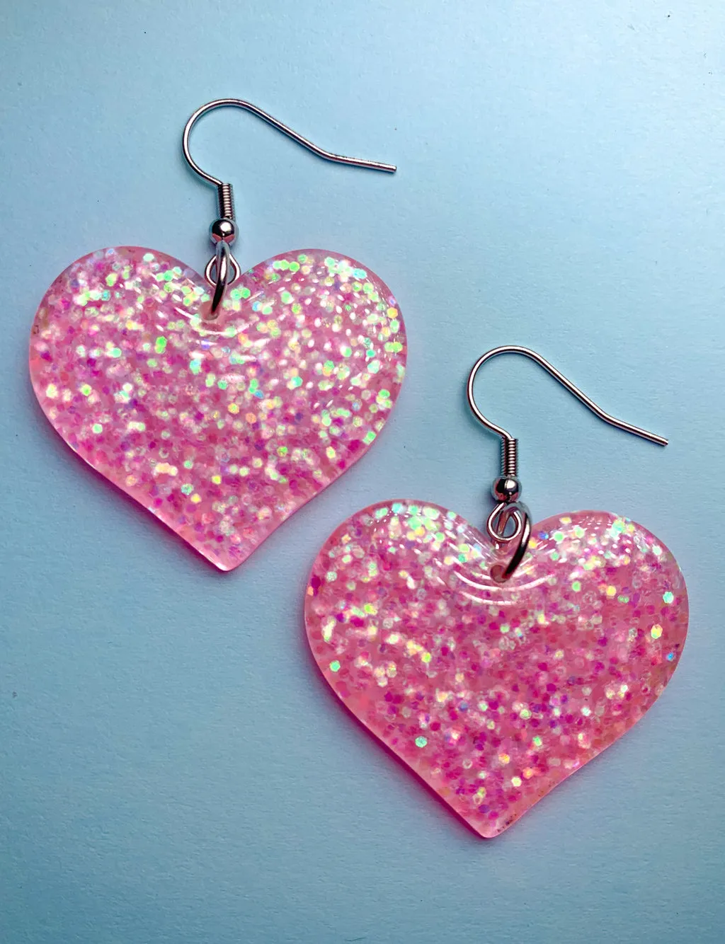 GLITTERING LOVE HEART EARRINGS