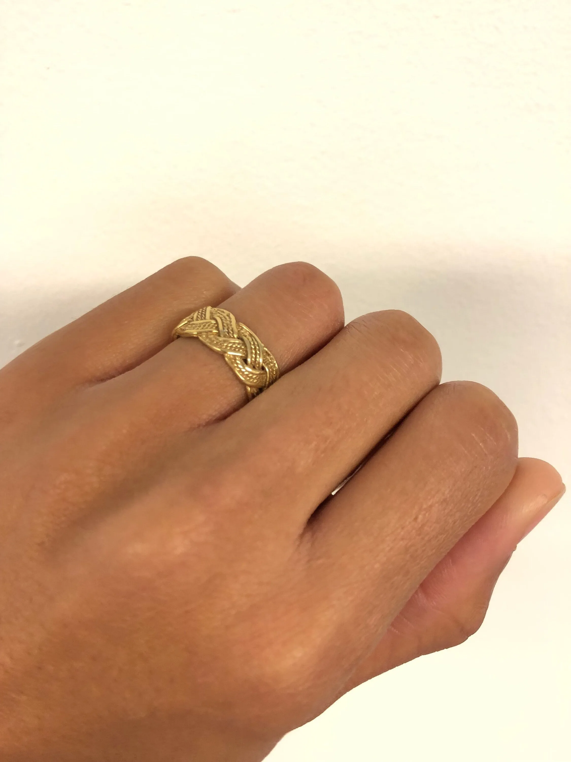 Gold Braided Ring- Gold Vintage Ring, Chunky Braid Ring