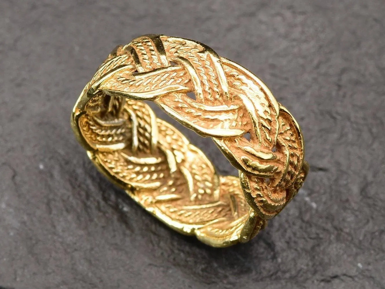 Gold Braided Ring- Gold Vintage Ring, Chunky Braid Ring