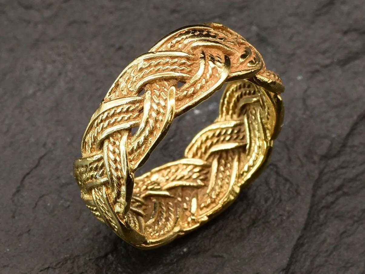 Gold Braided Ring- Gold Vintage Ring, Chunky Braid Ring