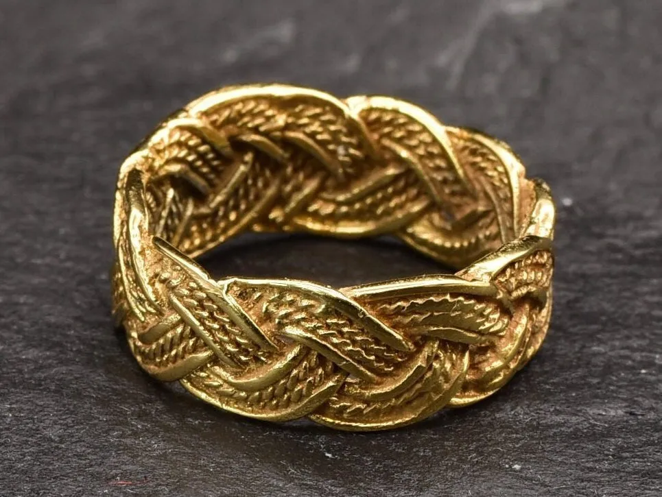 Gold Braided Ring- Gold Vintage Ring, Chunky Braid Ring