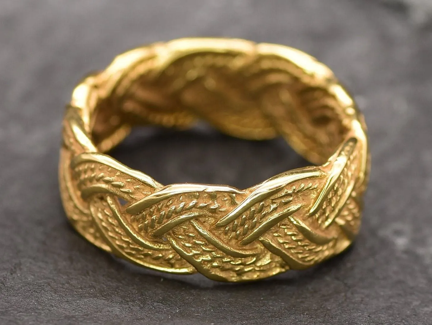 Gold Braided Ring- Gold Vintage Ring, Chunky Braid Ring