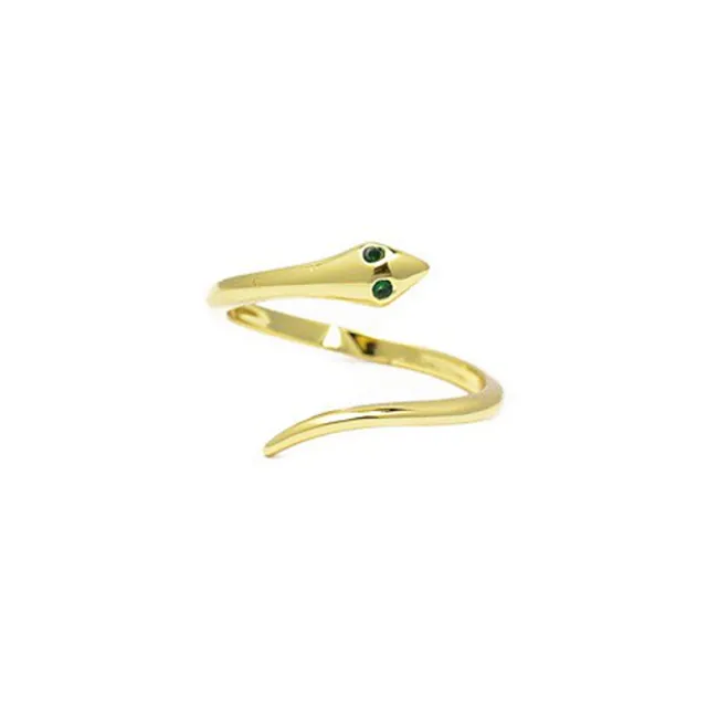 Gold Cubic Zirconia Adjustable Snake Ring
